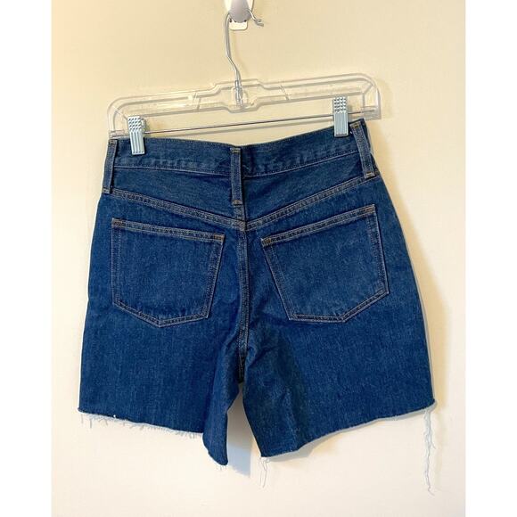 J. Crew High Rise Long Cut Off Denim Jean Dark Blue Wash Size 26 NEW - Picture 2 of 8